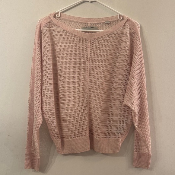 All Saints Sweaters - All Saints Soft Pink Open-Knit Sweater